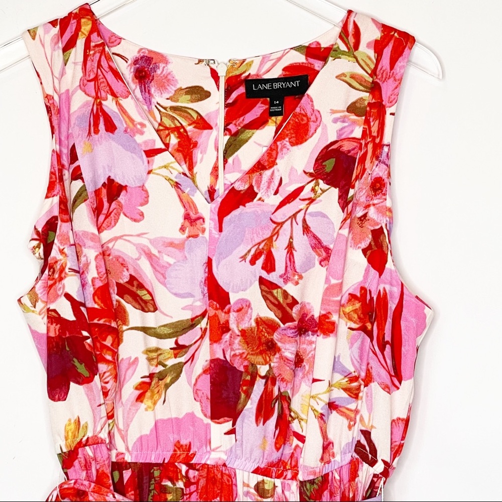 NWT - Lane  Bryant Pink & Red Floral Dress (14) - Picture 3 of 7